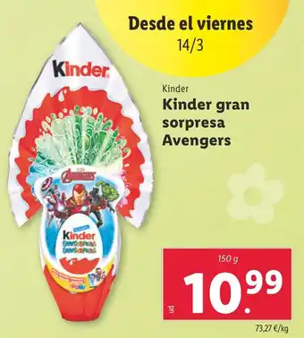 Lidl KINDER gran sorpresa Avengers oferta