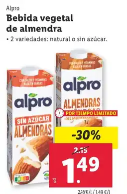 Lidl ALPRO Bebida vegetal de almendra oferta