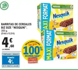 E.Leclerc "NESQUIK" Barritas de cereales biz size oferta