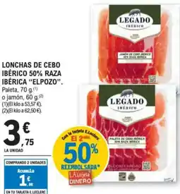 E.Leclerc "ELPOZO" Lonchas de cebo ibérico 50% raza ibérica oferta