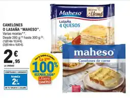 E.Leclerc "MAHESO" Canelones o lasaña oferta