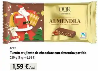 Lidl Turrón crujiente de chocolate con almendra partida 250 g oferta