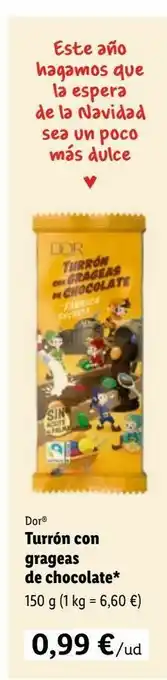 Lidl Turrón con grageas de chocolate* 150 g oferta