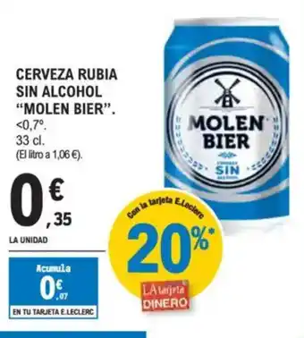 E.Leclerc "MOLEN BIER” Cerveza rubia sin alcohol oferta