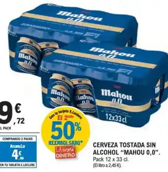 E.Leclerc "MAHOU 0,0" Cerveza tostada sin alcohol oferta