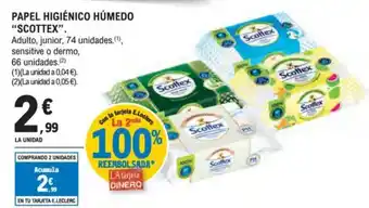 E.Leclerc "SCOTTEX" Papel higiénico húmedo oferta