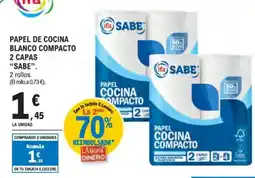 E.Leclerc IFA SABE Papel de cocina blanco compacto 2 capas oferta