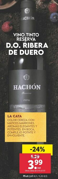 Lidl Vino tinto hachón oferta