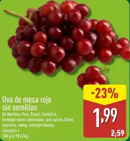 ALDI Uva de mesa roja sin semillas oferta