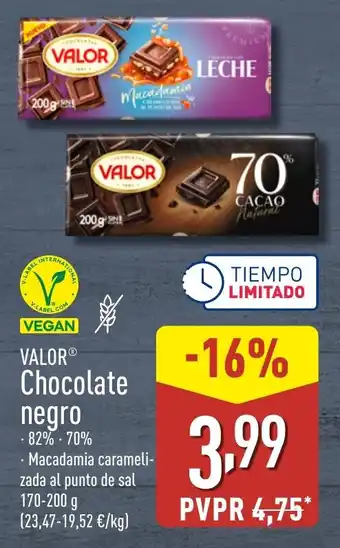 ALDI VALOR® Chocolate negro oferta