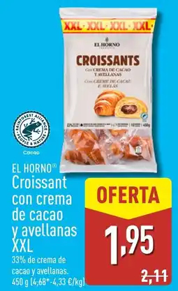 ALDI EL HORNO® Croissant con crema de cacao y avellanas XXL oferta