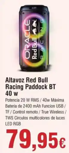 Hiper FROIZ Altavoz Red Bull Racing Paddock BT 40 w oferta