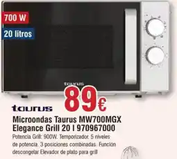 Hiper FROIZ TAURUS Microondas Taurus MW700MGX Elegance Grill 20 1 970967000 oferta