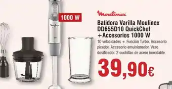 Hiper FROIZ MOULINEX Batidora Varilla Moulinex DD655D10 QuickChef +Accesorios 1000 W oferta