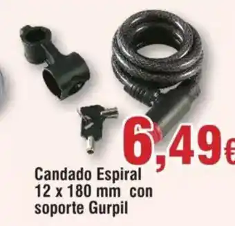 Hiper FROIZ Candado Espiral 12 x 180 mm con soporte Gurpil oferta