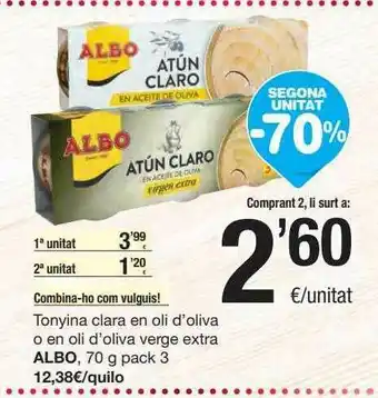 SPAR Fragadis Segona Unitat -70% Tonyina Clara En Oli D'oliva O En Oli D'oliva Verge Extra Albo oferta