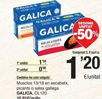 SPAR Fragadis Segona Unitat -50% Musclos 13 18 En Escabetx Picants O Salsa Gallega Galica oferta