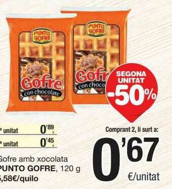 SPAR Fragadis Segona Unitat -50% Gofre Amb Xocolata Punto Gofre oferta