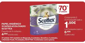 Supercor SCOTTEX Papel higiénico 3 capas acolchado oferta