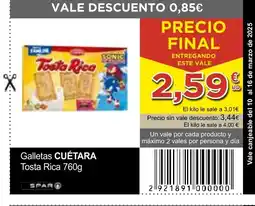 SPAR CUÉTARA Galletas Tosta Rica oferta