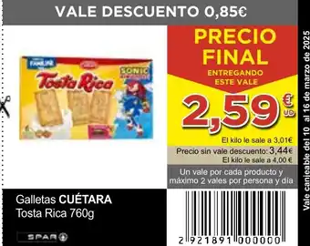 SPAR CUÉTARA Galletas Tosta Rica oferta