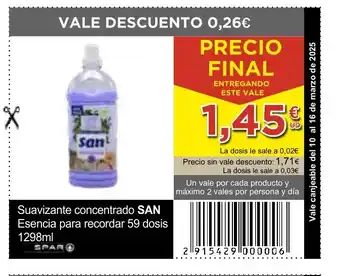 SPAR SAN Suavizante concentrado Esencia para recordar oferta