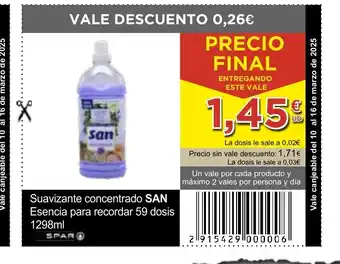 SPAR SAN Suavizante concentrado Esencia para recordar oferta