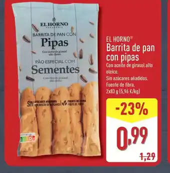 ALDI EL HORNO Barrita de pan con pipas oferta