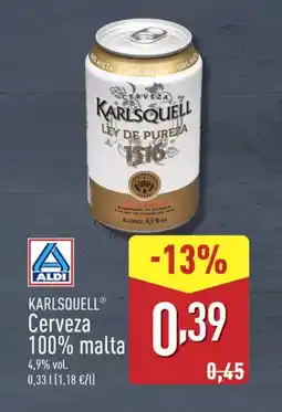 ALDI KARLSQUELL Cerveza 100% malta oferta