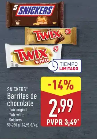 ALDI SNICKERS Barritas de chocolate oferta