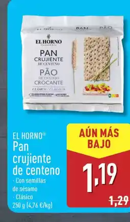 ALDI EL HORNO Pan crujiente de centeno oferta