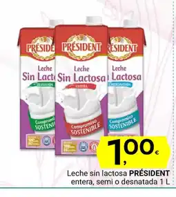 Supermercados Dani PRÉSIDENT Leche sin lactosa entera, semi o desnatada oferta