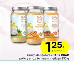 Supermercados Dani BABY CUAC Tarrito de verduras pollo y arroz, ternera o merluza oferta