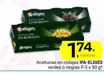 Supermercados Dani IFA-ELIGES Aceitunas en rodajas verdes o negras oferta