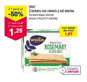 ALDI Wasa Crackers con romero y sal marina Pack de 2 x 95g oferta