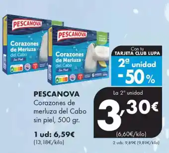 Supermercados Lupa PESCANOVA Corazones de merluza del Cabo sin piel oferta