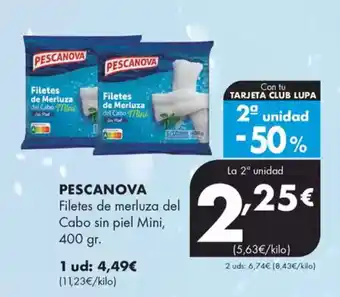 Supermercados Lupa PESCANOVA Filetes de merluza del Cabo sin piel Mini, oferta