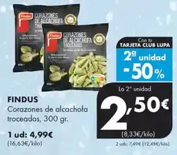 Supermercados Lupa FINDUS Corazones de alcachofa troceados oferta