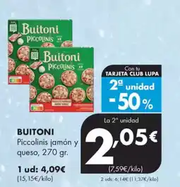 Supermercados Lupa BUITONI Piccolinis jamón y queso oferta