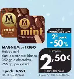 Supermercados Lupa MAGNUM de FRIGO Helado mini classic-almendras-blanco oferta