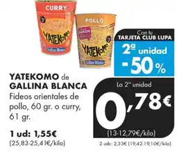 Supermercados Lupa YATEKOMO de GALLINA BLANCA Fideos orientales de pollo oferta