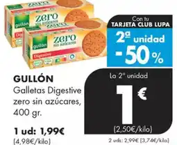 Supermercados Lupa GULLÓN Galletas Digestive zero sin azúcares oferta