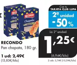 Supermercados Lupa RECONDO Pan chapata oferta