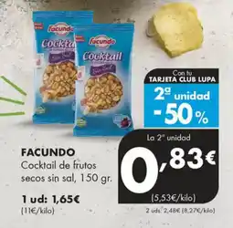 Supermercados Lupa FACUNDO Cocktail de frutos secos siņ sal oferta