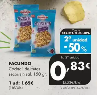 Supermercados Lupa FACUNDO Cocktail de frutos secos siņ sal oferta