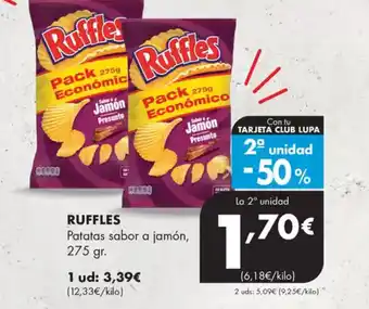 Supermercados Lupa RUFFLES Patatas sabor a jamón oferta