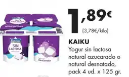 Supermercados Lupa KAIKU Yogur sin lactosa natural azucarado o natural desnatado oferta