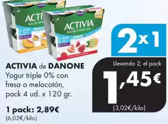 Supermercados Lupa ACTIVIA de DANONE Yogur triple 0% con fresa o melocotón oferta