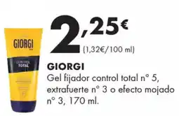 Supermercados Lupa GIORGI Gel fijador control total n° 5, extrafuerte n° 3 o efecto mojado n° 3 oferta