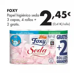 Supermercados Lupa FOXY Papel higiénico seda 3 capas, 4 rollos + 2 gratis. oferta